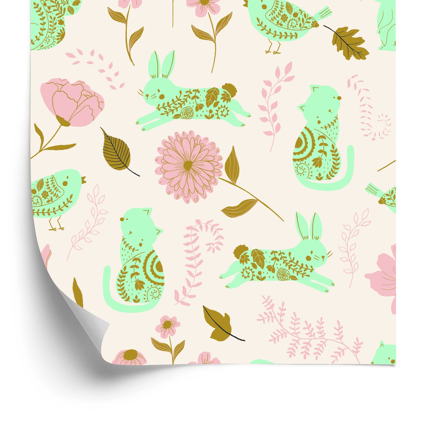 Wallpaper For Children - Colorful Animals In The Garden