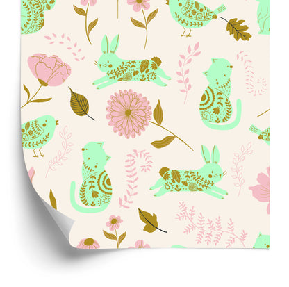Wallpaper For Children - Colorful Animals In The Garden