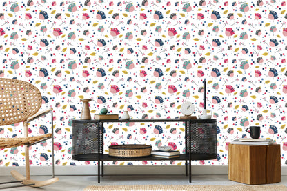 Wallpaper For Children - Colorful Birds And Forest Plants