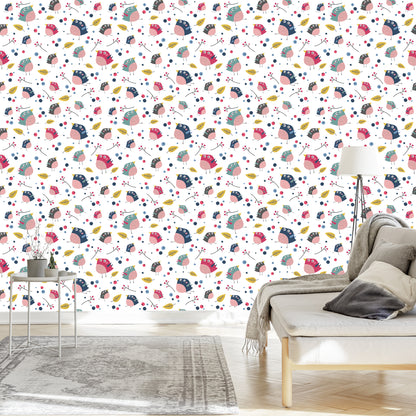Wallpaper For Children - Colorful Birds And Forest Plants