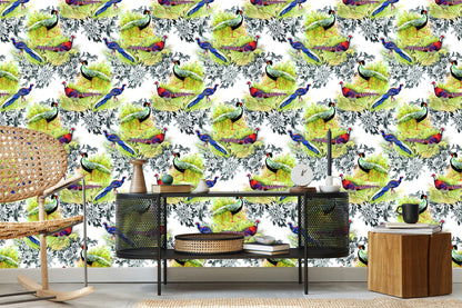 Wallpaper Peacocks And Pheasants
