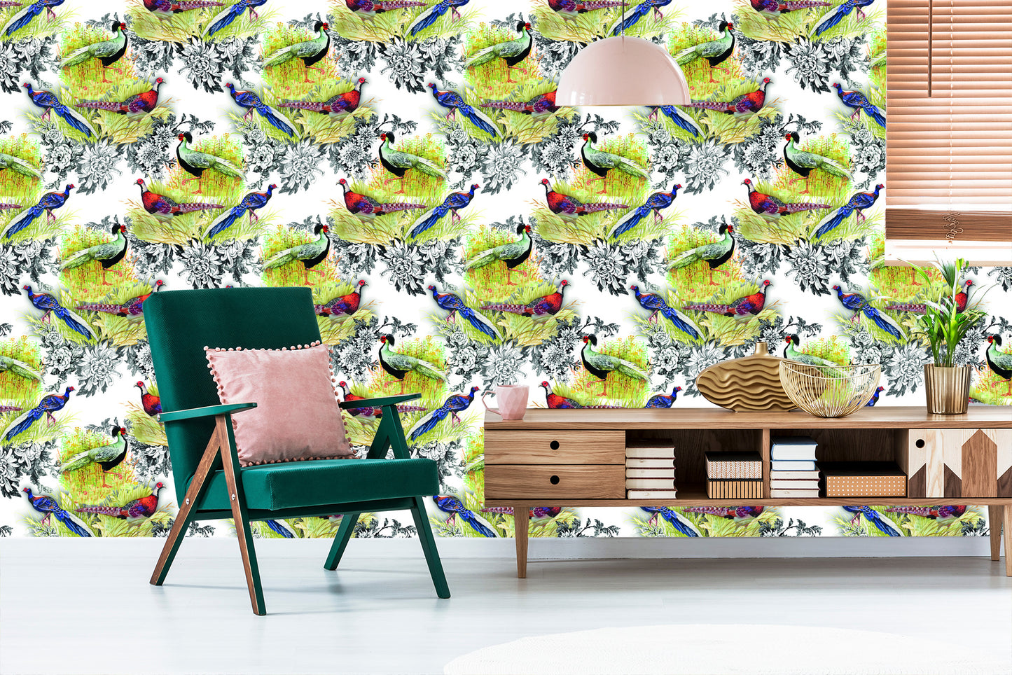 Wallpaper Peacocks And Pheasants