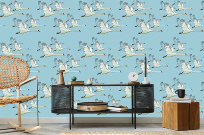 Wallpaper Flying Swans