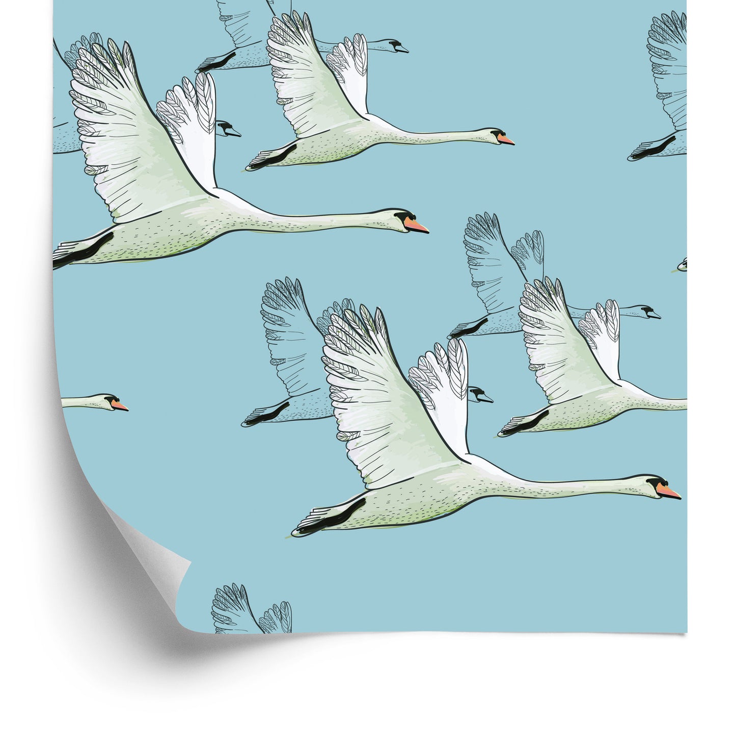 Wallpaper Flying Swans