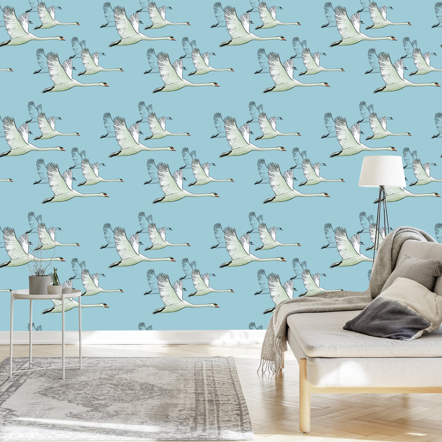Wallpaper Flying Swans