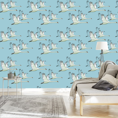Wallpaper Flying Swans