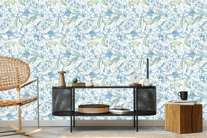 Wallpaper Toucans And Flowers