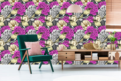 Wallpaper Birds And Colorful Flowers