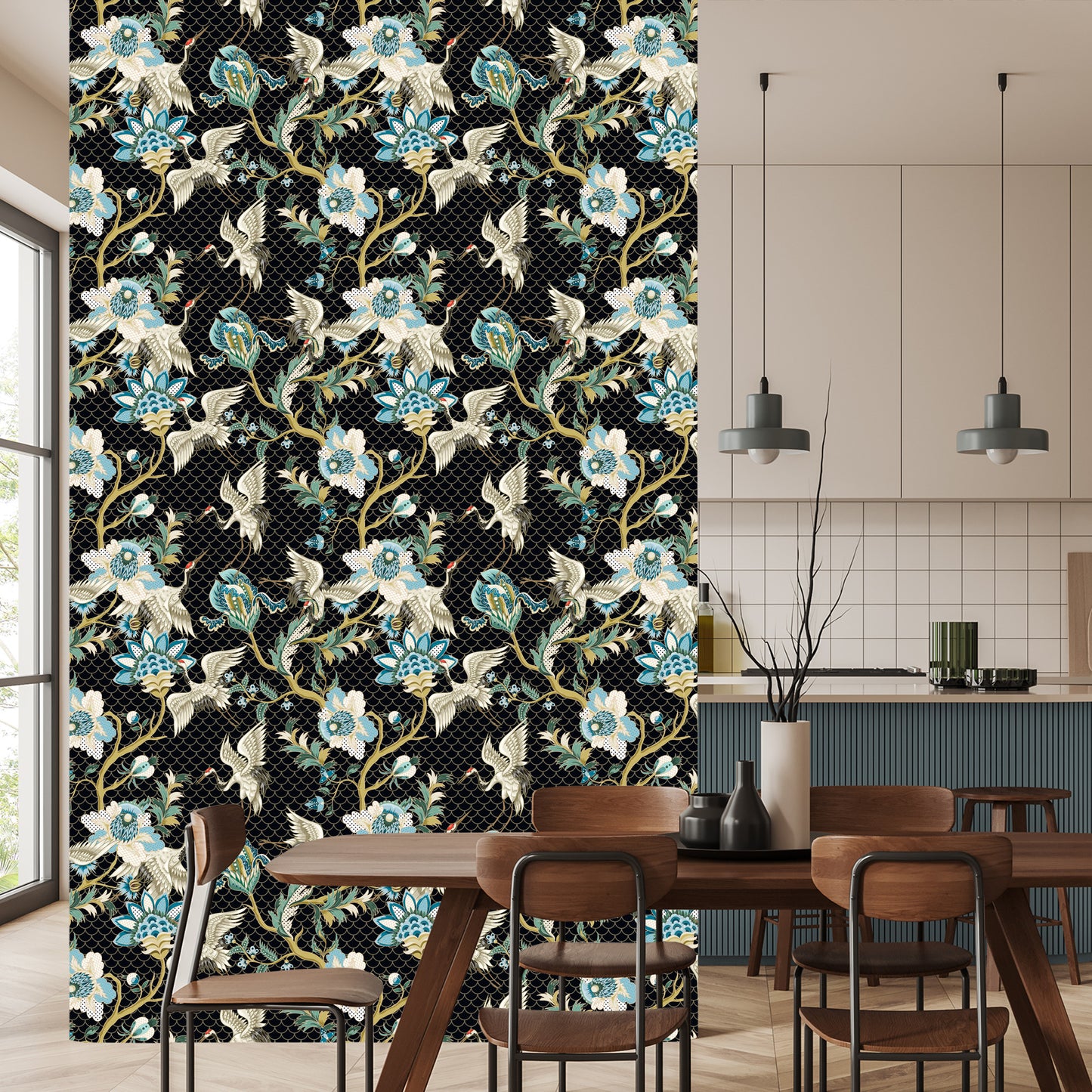 Wallpaper Cranes And Trees