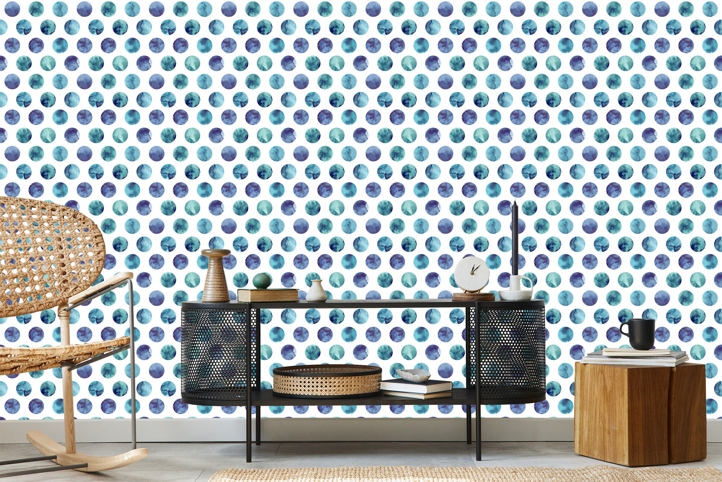 Wallpaper Colorful Dots Painted With Watercolor