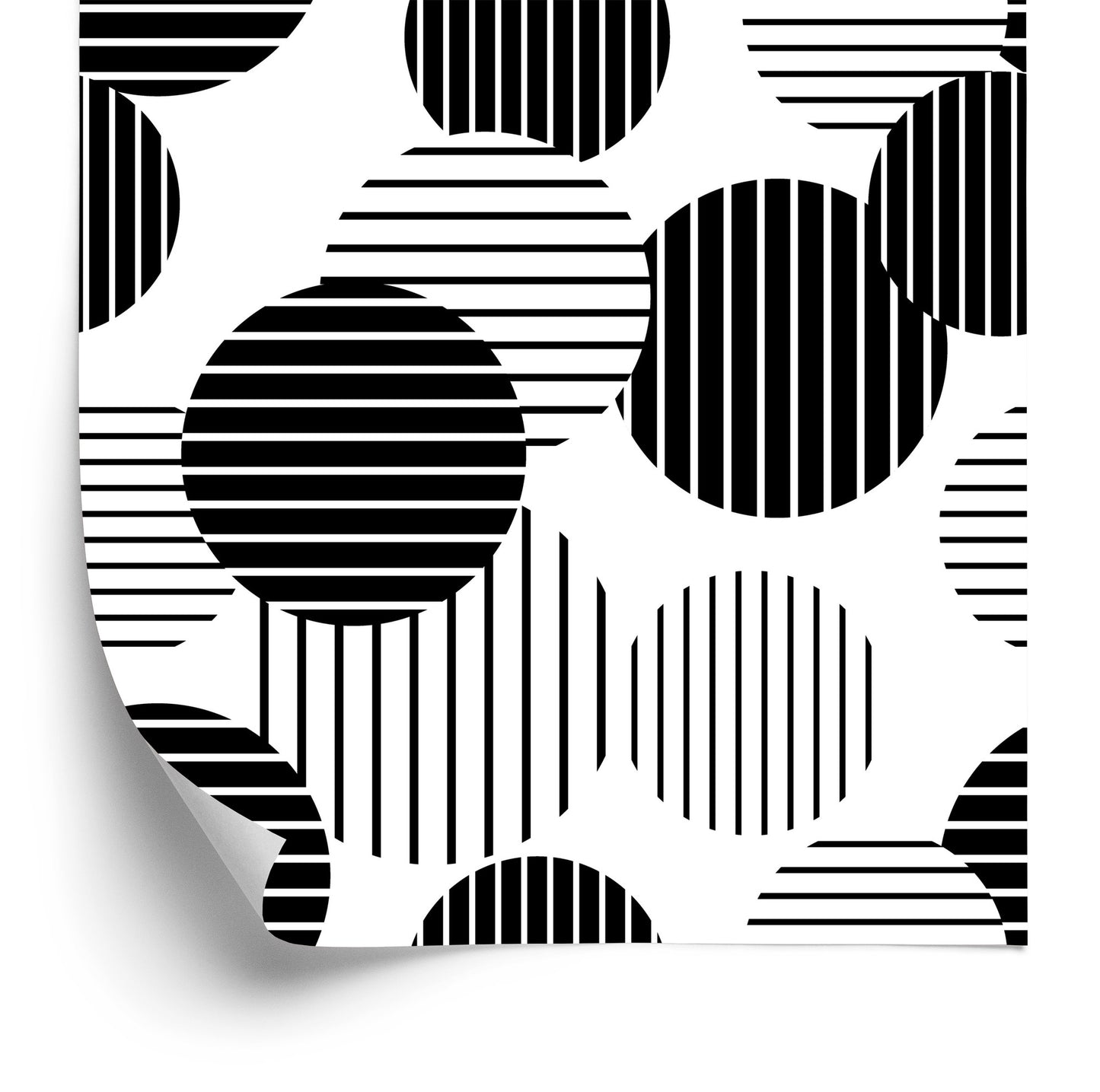 Wallpaper Black And White Large Striped Dots