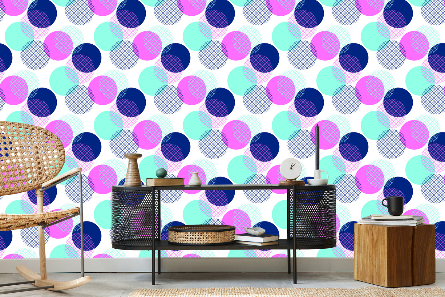 Wallpaper Modern Colorful Polka Dots