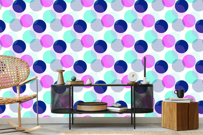 Wallpaper Modern Colorful Polka Dots