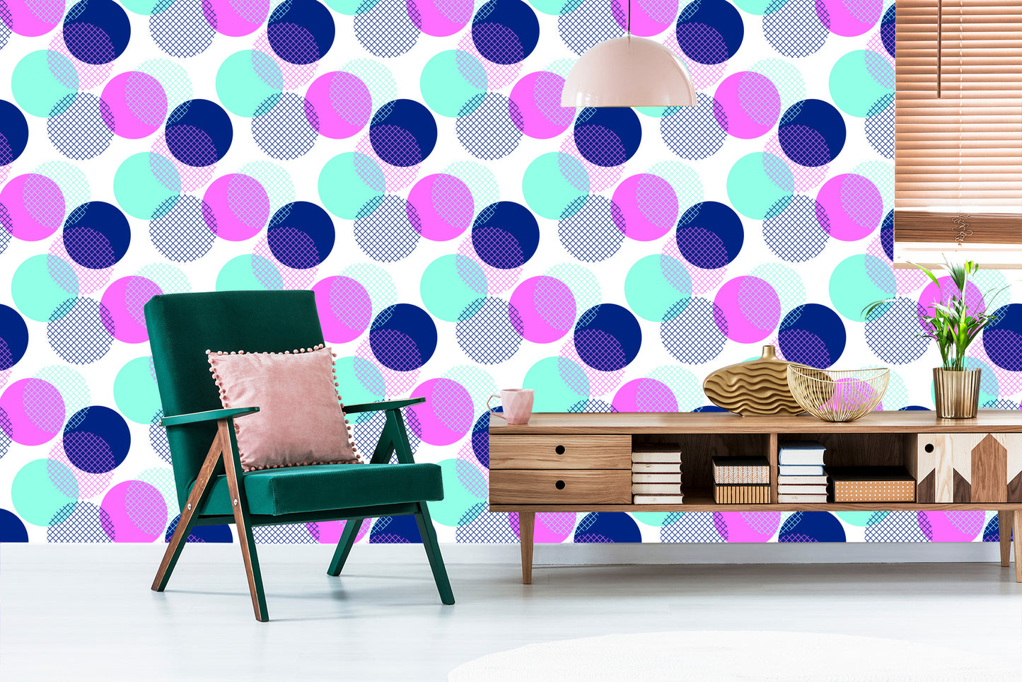 Wallpaper Modern Colorful Polka Dots