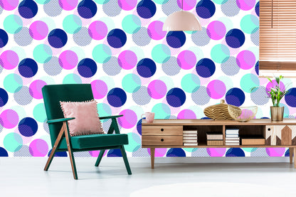 Wallpaper Modern Colorful Polka Dots