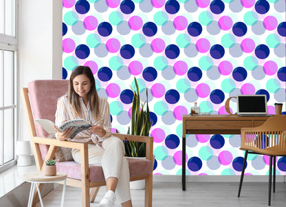 Wallpaper Modern Colorful Polka Dots