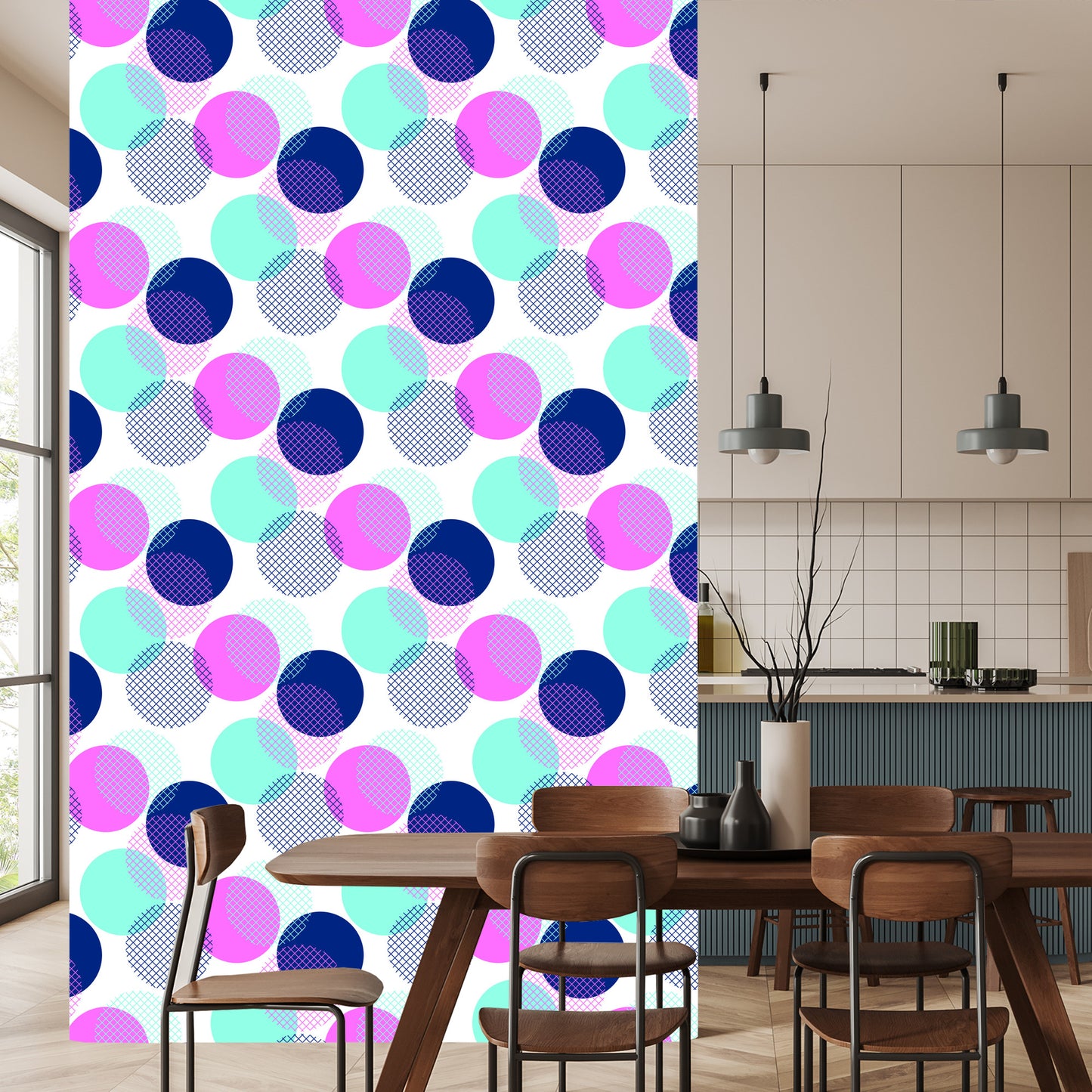 Wallpaper Modern Colorful Polka Dots