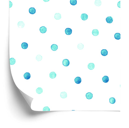 Wallpaper Blue Dots Painted With Watercolor
