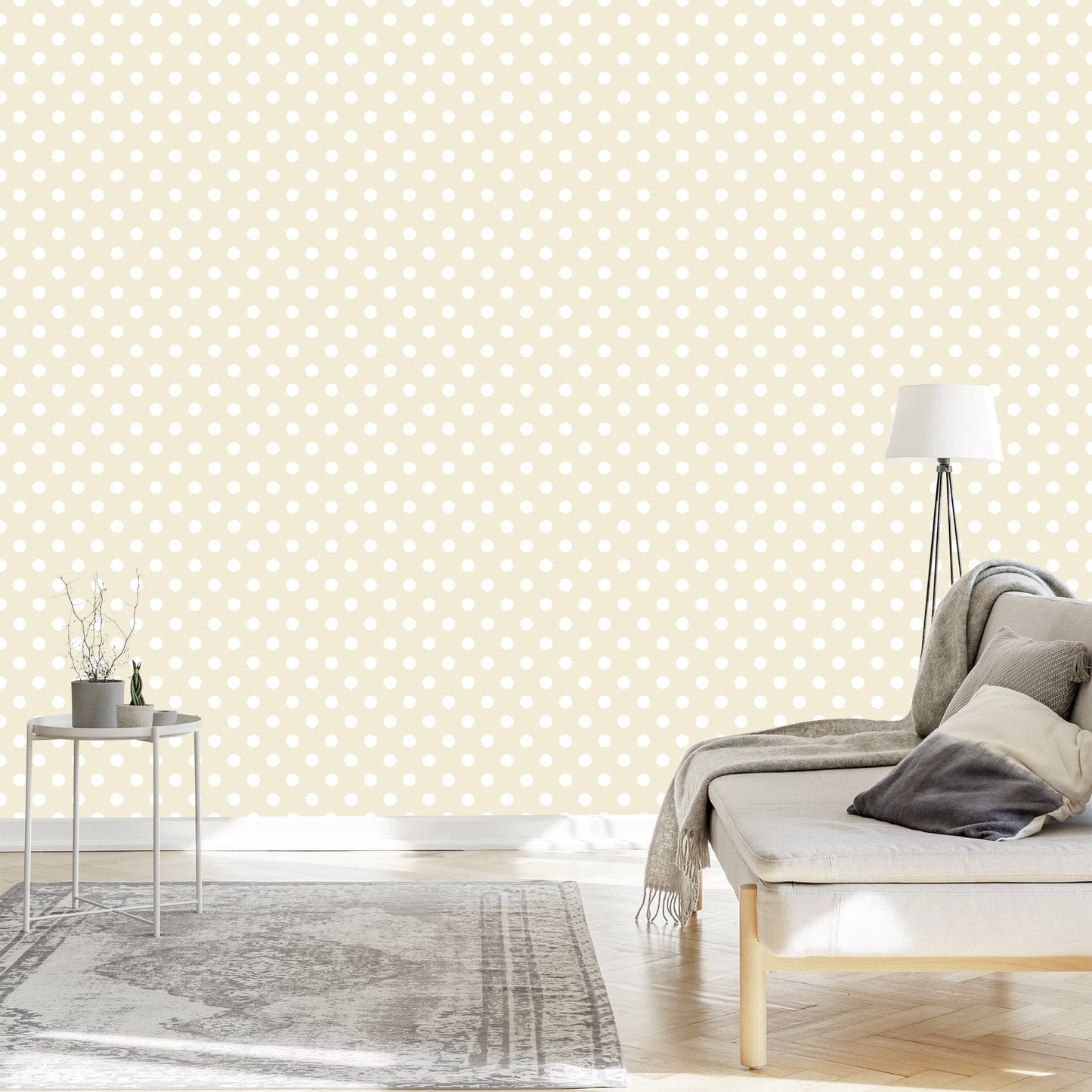 Wallpaper Retro Style White Polka Dots