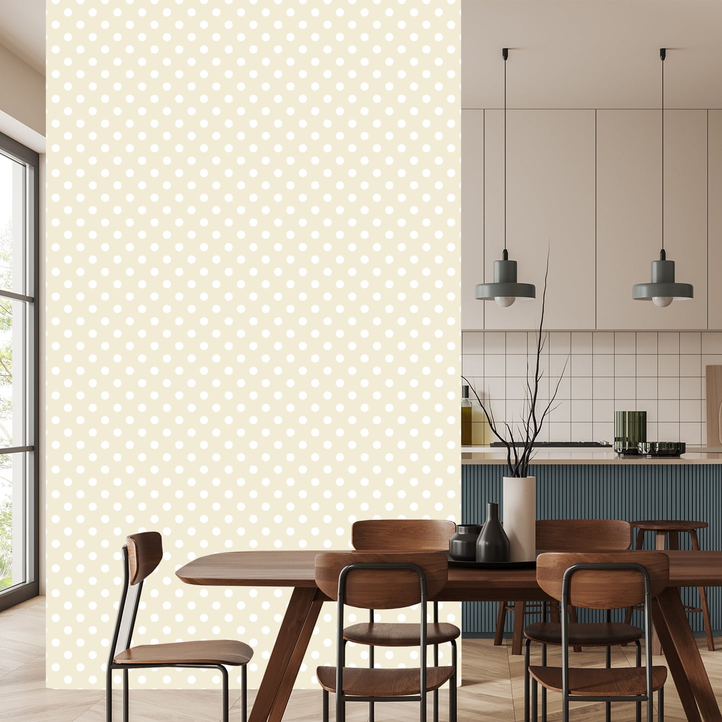 Wallpaper Retro Style White Polka Dots