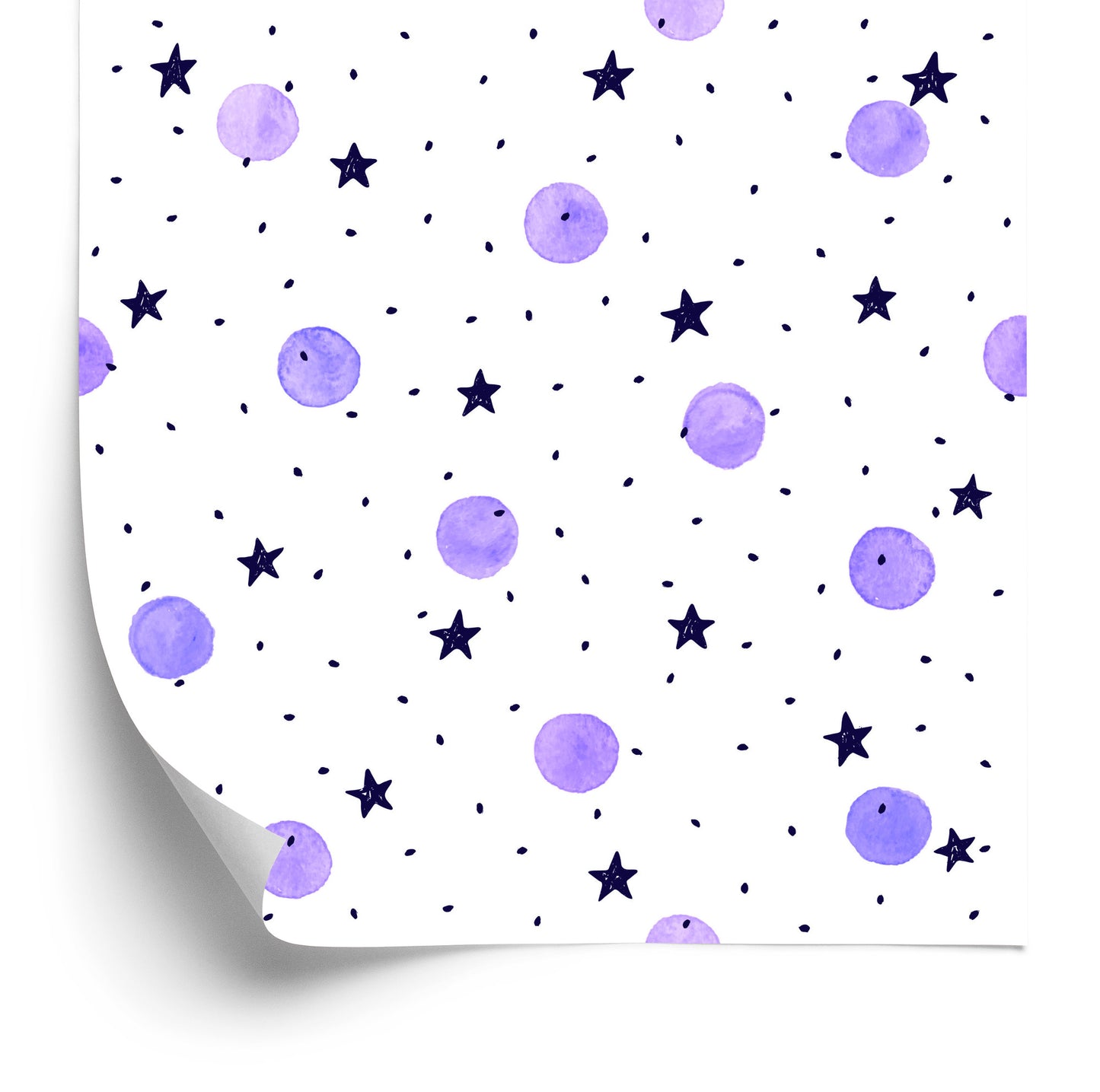 Wallpaper For Children - Purple Polka Dots Painted With Watercolors