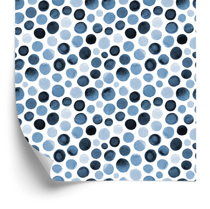 Wallpaper Blue Dots With Watercolors