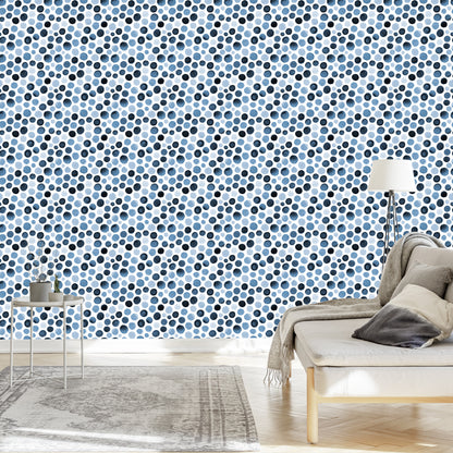 Wallpaper Blue Dots With Watercolors