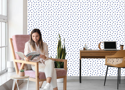 Wallpaper Navy Blue Little Dots