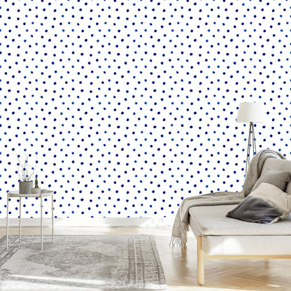 Wallpaper Navy Blue Little Dots