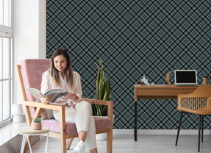 Wallpaper Tartan In Shades Of Gray