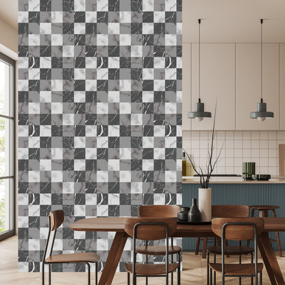 Wallpaper Modernist Gray Lattice In Marble Pattern
