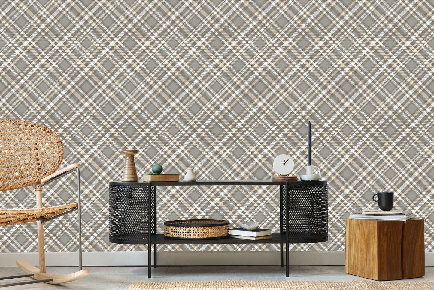 Wallpaper Modern Tartan Pattern