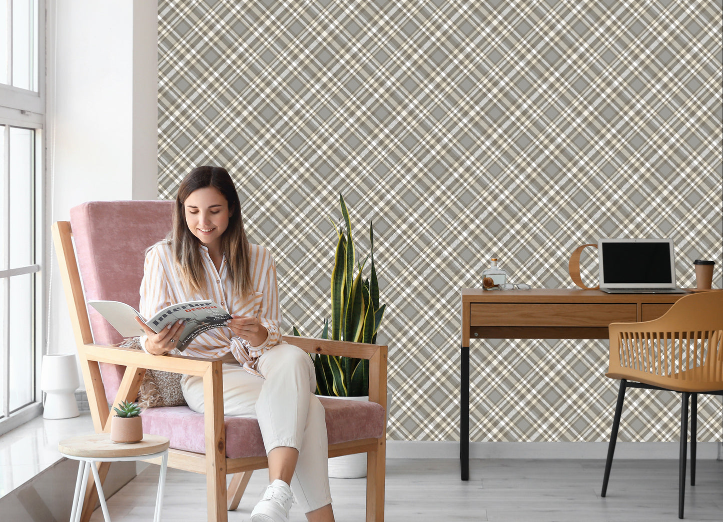Wallpaper Modern Tartan Pattern