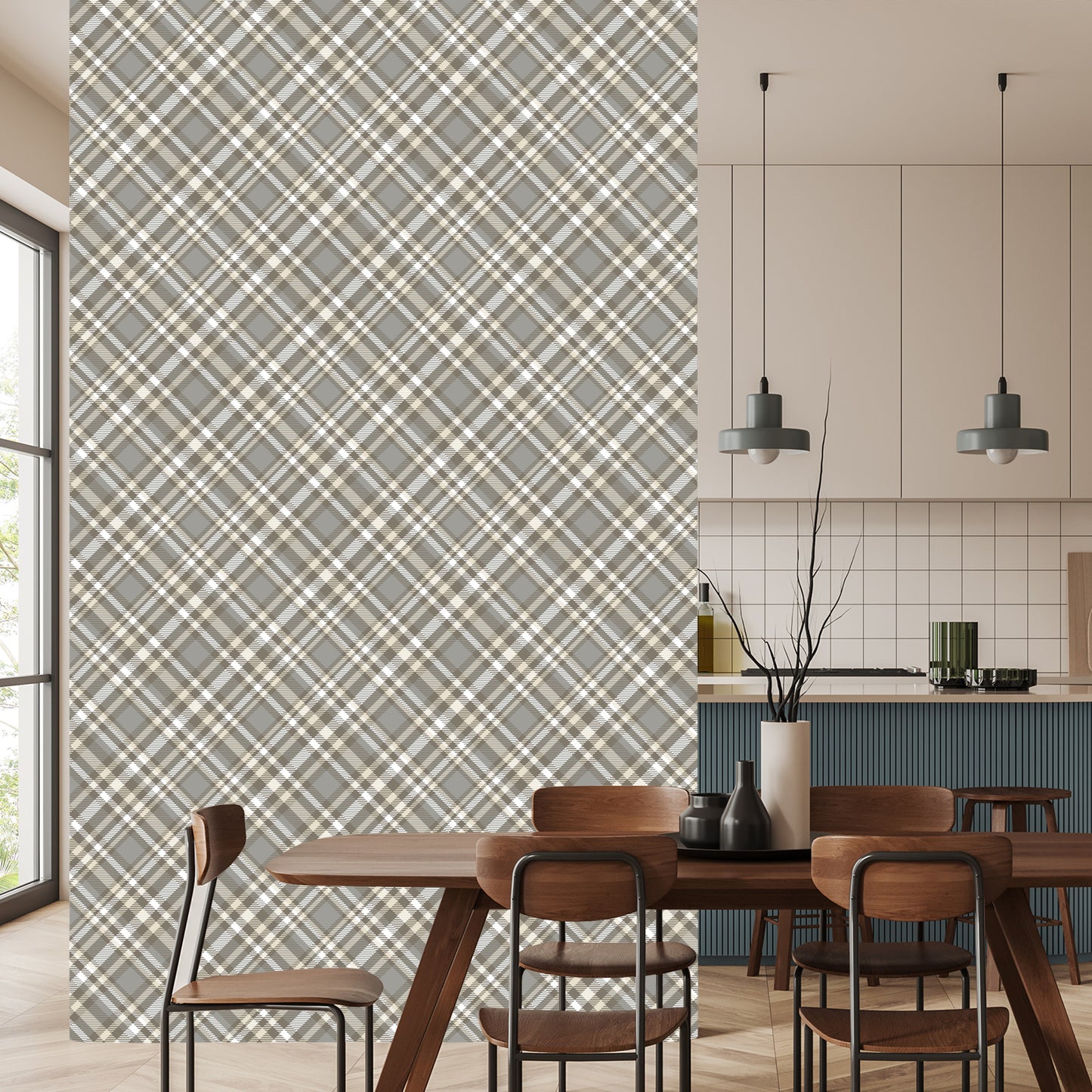 Wallpaper Modern Tartan Pattern