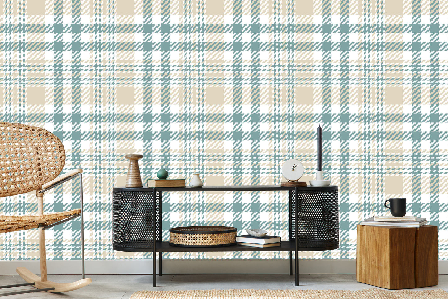 Wallpaper Geometric Plaid Bedroom Living Room