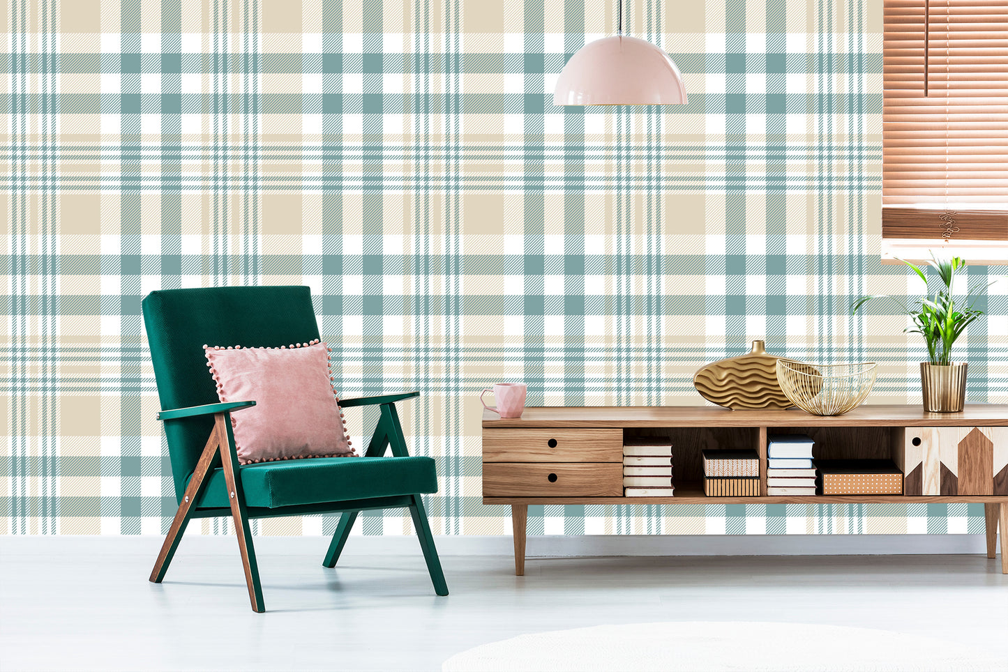 Wallpaper Geometric Plaid Bedroom Living Room