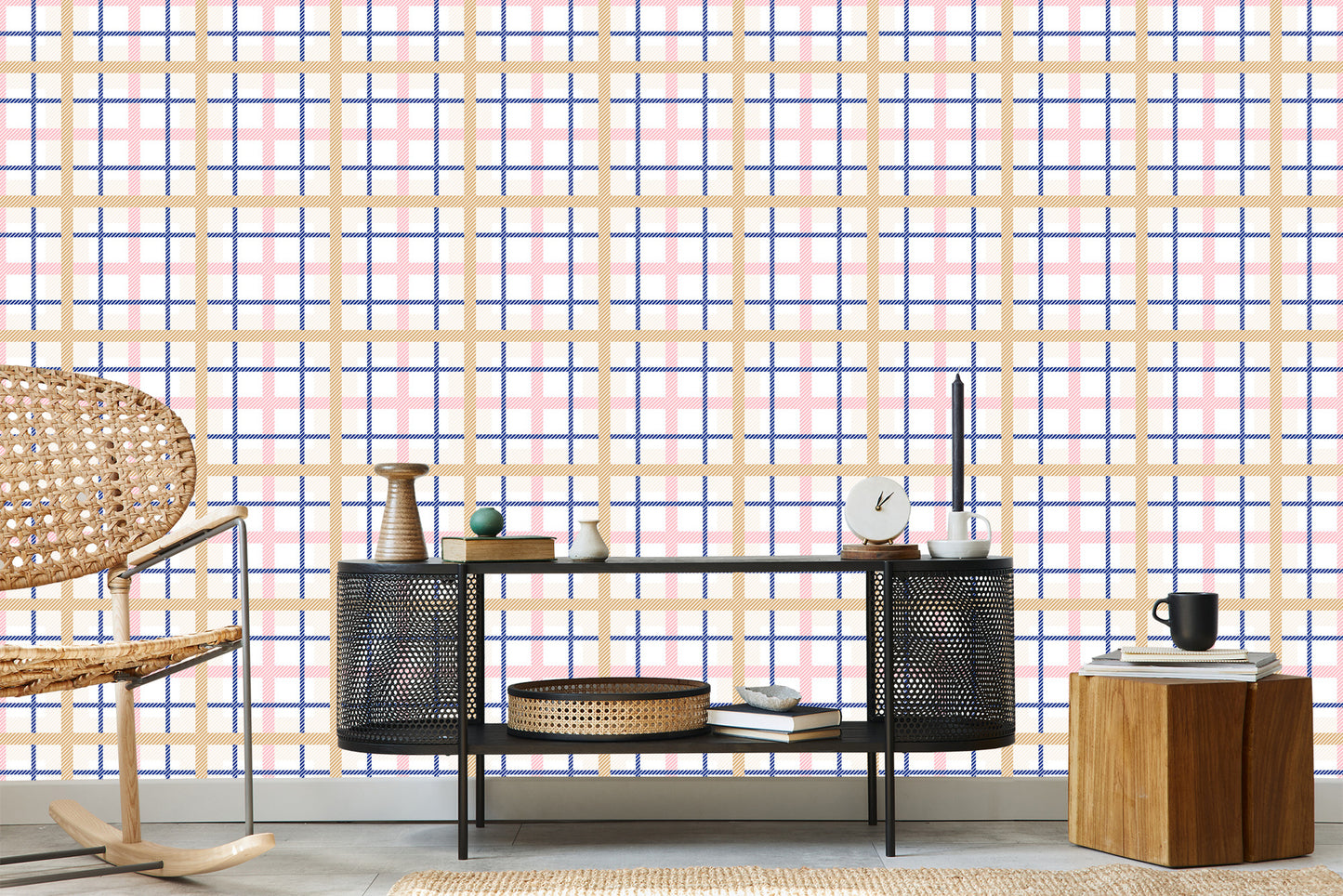 Wallpaper 3D Plaid Optical Geometric Bedroom