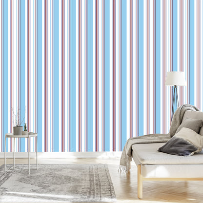 Wallpaper In Horizontal Colorful Stripes For Showroom Office