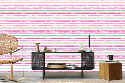 Wallpaper In Colorful Classic Stripes Horizontal Living Room