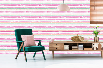 Wallpaper In Colorful Classic Stripes Horizontal Living Room