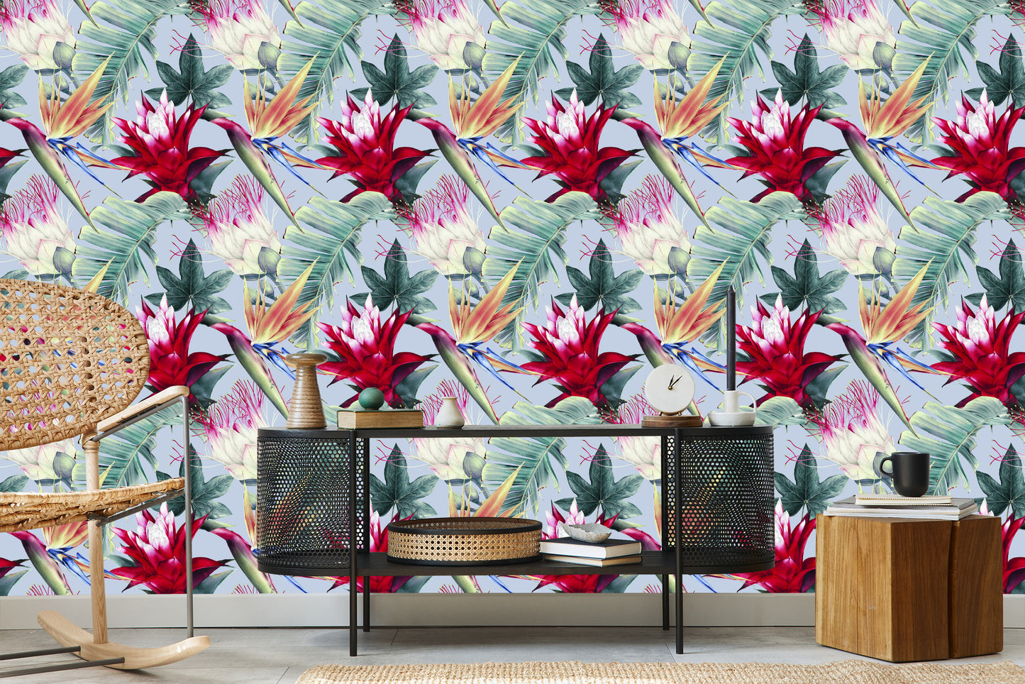 Wallpaper Tropical Flowers Watercolor