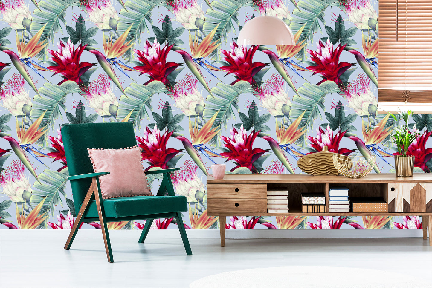 Wallpaper Tropical Flowers Watercolor