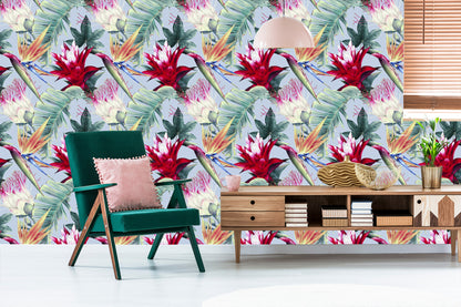 Wallpaper Tropical Flowers Watercolor