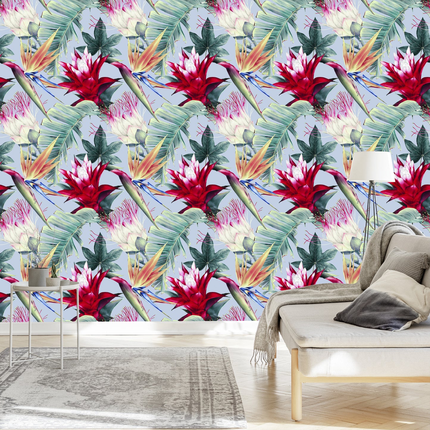 Wallpaper Tropical Flowers Watercolor