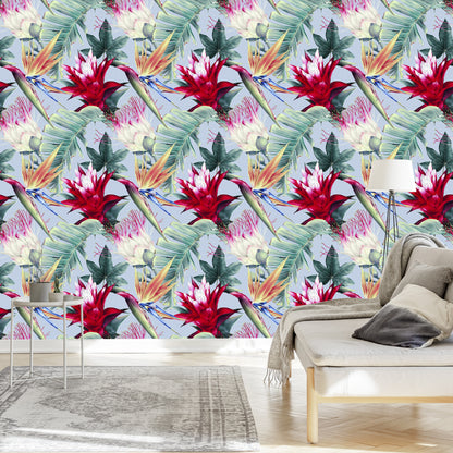 Wallpaper Tropical Flowers Watercolor