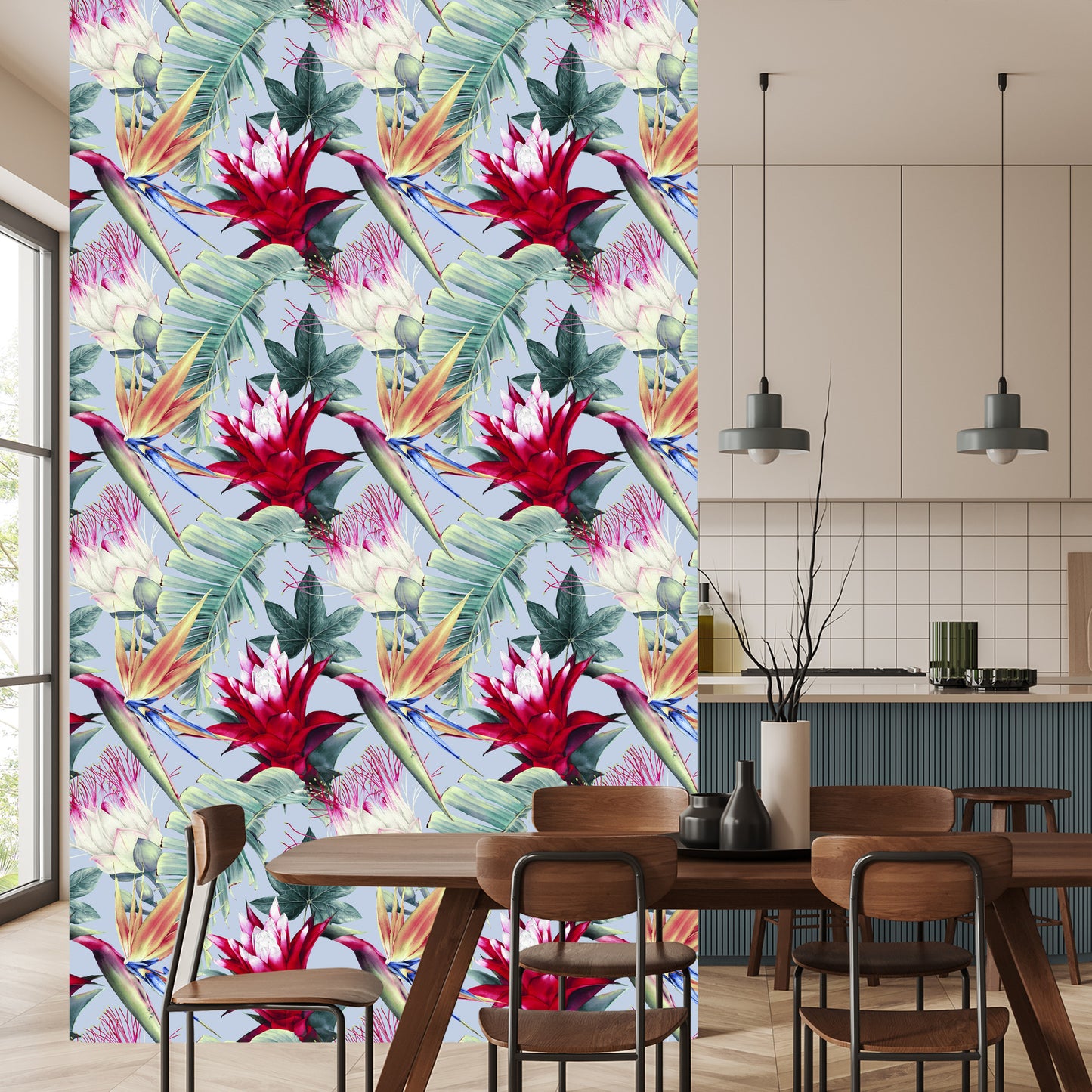 Wallpaper Tropical Flowers Watercolor