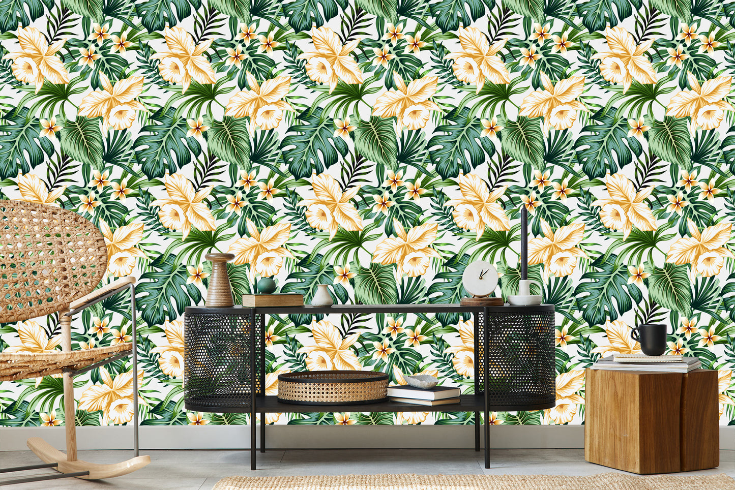 Wallpaper Tropical Flowers Watercolor