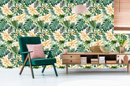 Wallpaper Tropical Flowers Watercolor