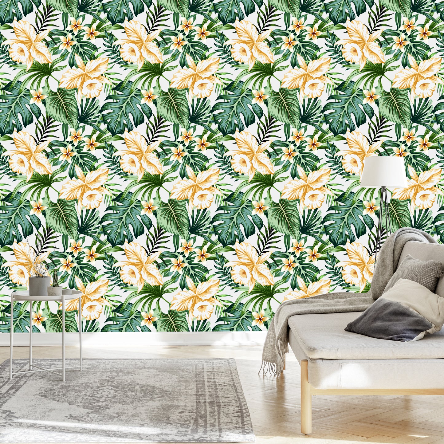 Wallpaper Tropical Flowers Watercolor