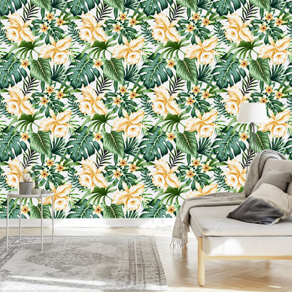 Wallpaper Tropical Flowers Watercolor